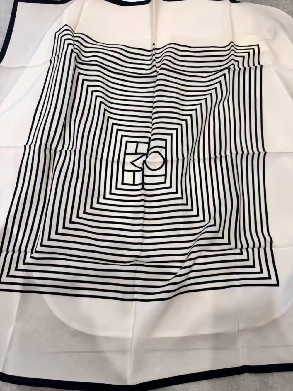 Toteme Black and Cream Geometric Silk Scarf - Picture 3 of 8
